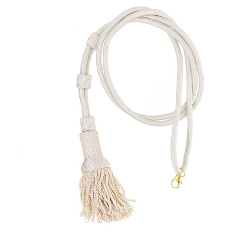 Bishop's pectoral cross cord cream-colored with snap hook 1