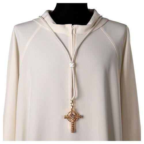 Bishop's pectoral cross cord cream-colored with snap hook 2