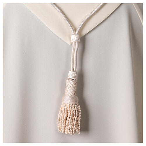 Bishop's pectoral cross cord cream-colored with snap hook 3