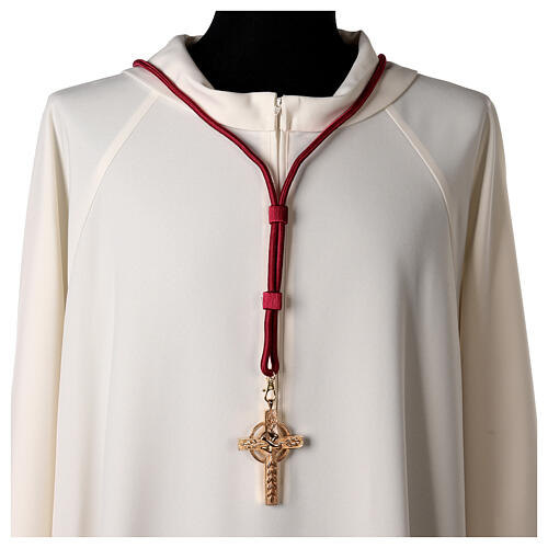 Red cord for bishop's pectoral cross with passementerie trim thread 2