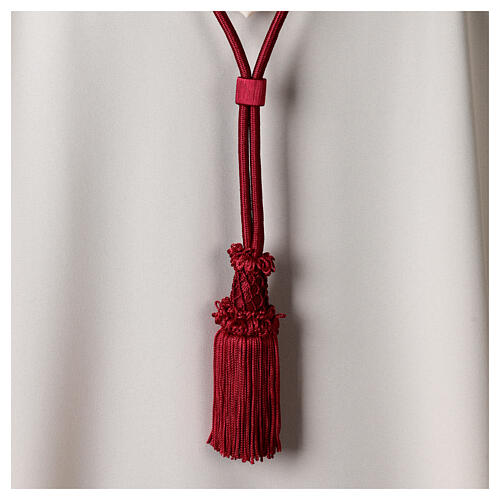 Red cord for bishop's pectoral cross with passementerie trim thread 3