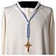 Cordão episcopal unicolor azul para cruz peitoral franja tripolina s2
