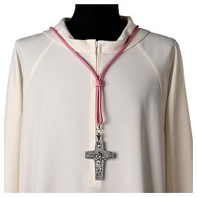 Cordão episcopal unicolor lilás para cruz peitoral franja tripolina