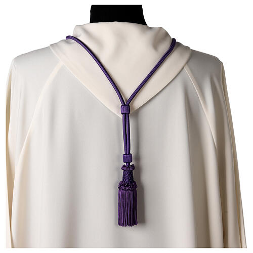 Cordon uni violet pour croix pectorale frange chaînette 4