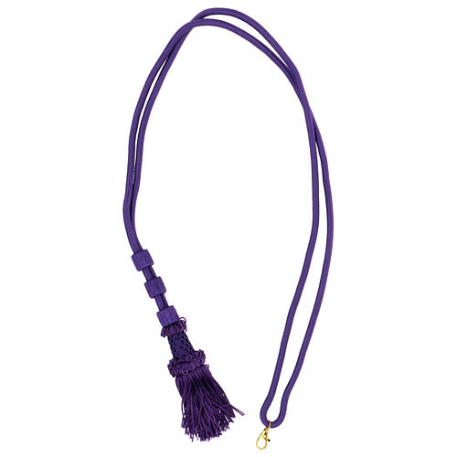 Cordon uni violet pour croix pectorale frange chaînette 5