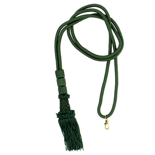 Olive green cord for bishop's pectoral cross with passementerie trim thread 1