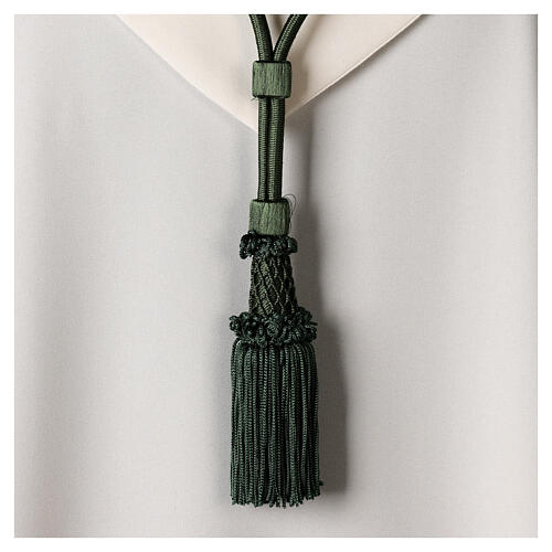 Olive green cord for bishop's pectoral cross with passementerie trim thread 3