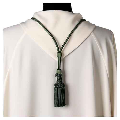 Olive green cord for bishop's pectoral cross with passementerie trim thread 4