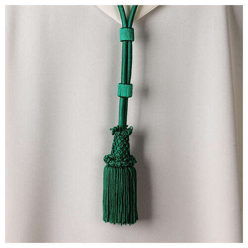 Mint green cord for bishop's pectoral cross with passementerie trim thread 3