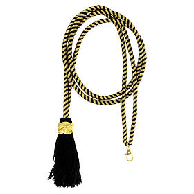 Cordon pour croix pectorale bicolore noir-or avec noeud de Salomon