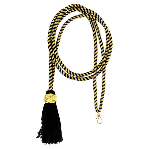 Cordão para cruz peitoral com nó de Salomão bicolor ouro e preto 1