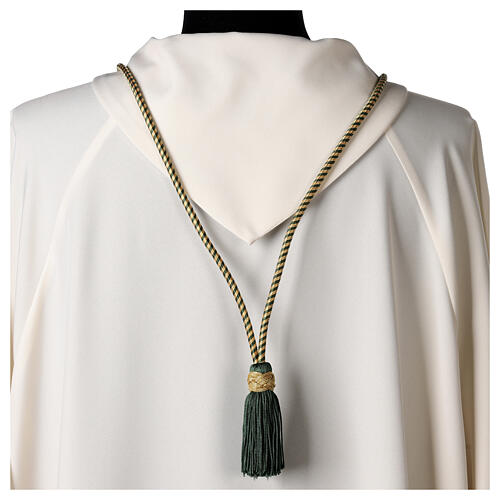 Olive green and gold cord for bishop's pectoral cross with Solomon's knot 4