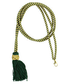 Cordon pour croix pectorale bicolore vert olive-or avec noeud de Salomon