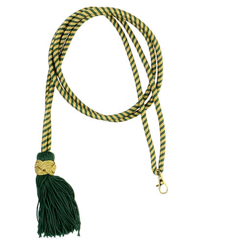 Corda Liturgica Vescovi Nappa Verde E Oro - Cincture Per Croce, Lunghezza 32'' (81 Cm) R1865