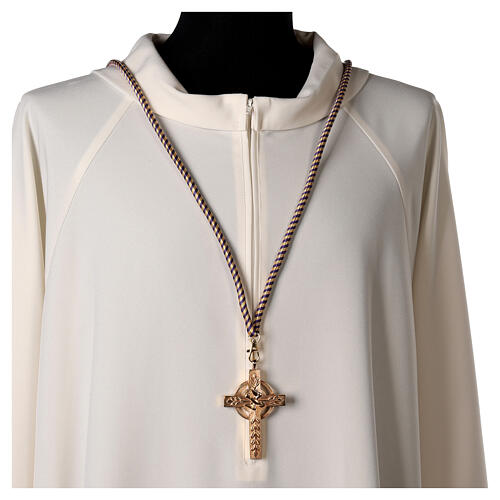 Cordon pour croix pectorale bicolore violet-or avec noeud de Salomon 2