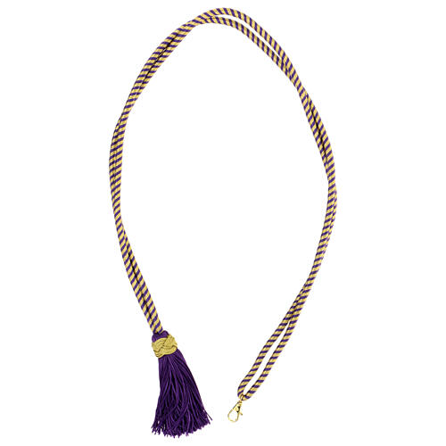 Cordon pour croix pectorale bicolore violet-or avec noeud de Salomon 5