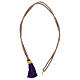 Cordon pour croix pectorale bicolore violet-or avec noeud de Salomon s5