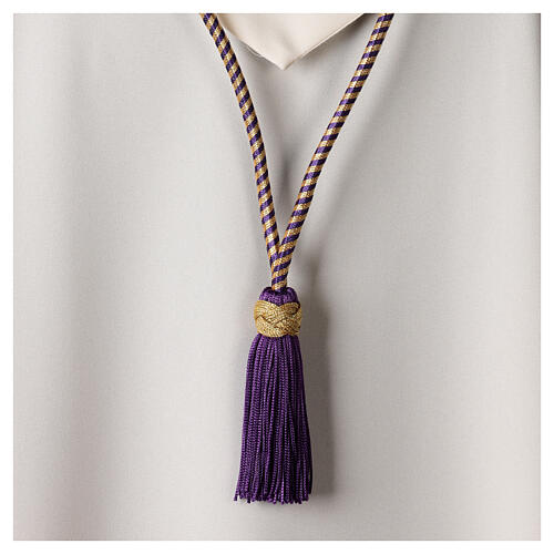 Cordoniera vescovile croce pettorale viola oro 3