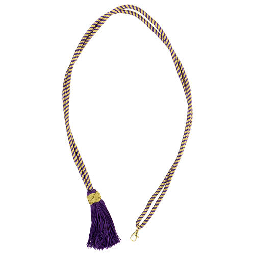Cordoniera vescovile croce pettorale viola oro 5