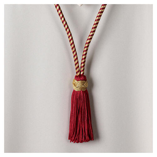 Burgundy and gold cord for bishop's pectoral cross with Solomon's knot 3