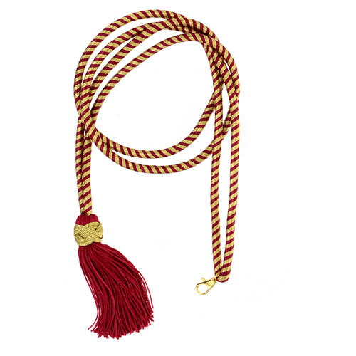 Cordão para cruz peitoral com nó de Salomão bicolor ouro e cor-de-vinho 1