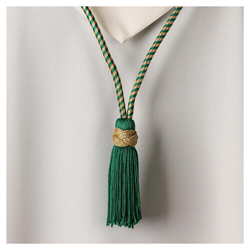 Mint green and gold cord for bishop's pectoral cross with Solomon's knot 3