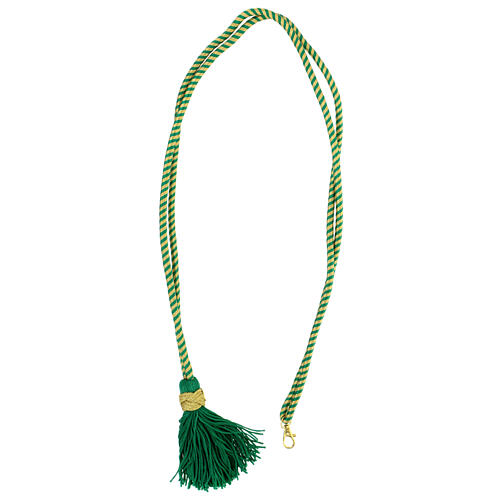 Cordon pour croix pectorale bicolore vert menthe-or avec noeud de Salomon 5