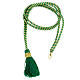 Cordon pour croix pectorale bicolore vert menthe-or avec noeud de Salomon s1