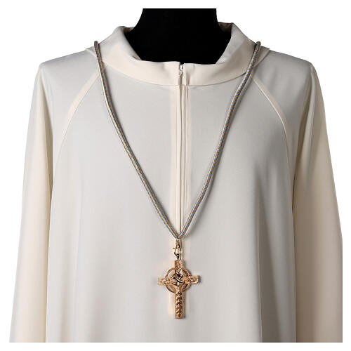Light blue and gold cord for bishop's pectoral cross with Solomon's knot 2