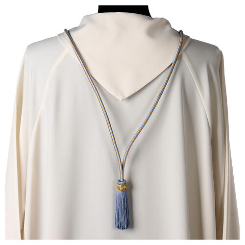 Light blue and gold cord for bishop's pectoral cross with Solomon's knot 4
