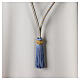 Cordon pour croix pectorale bicolore bleu ciel-or avec noeud de Salomon s3