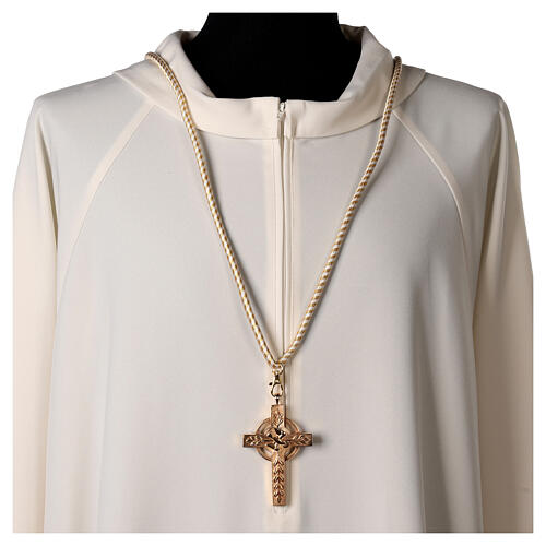 Cordoniera vescovo croce pettorale a 2 colori panna oro 2