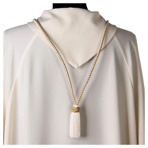 Bishop's pectoral cross cord in 2 colors cream gold 4