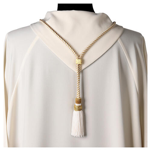 Cord for bishop's pectoral cross with Solomon's knot, cream and gold 4