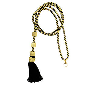 Cordão bicolor ouro e preto para cruz peitoral bicolor com nó de Salomão e presilhas