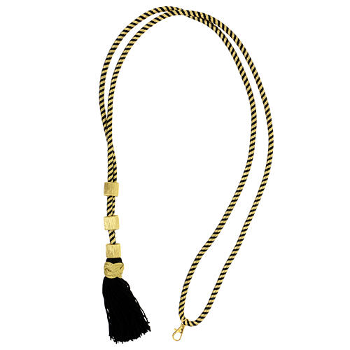 Cordão bicolor ouro e preto para cruz peitoral bicolor com nó de Salomão e presilhas 5