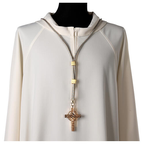 Cord for bishop's pectoral cross with Solomon's knot, light blue and gold 2