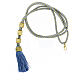 Cordão bicolor ouro e azul para cruz peitoral bicolor com nó de Salomão e presilhas s1