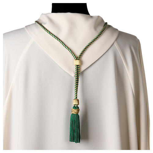 Cord for bishop's pectoral cross with Solomon's knot, mint green and gold 4