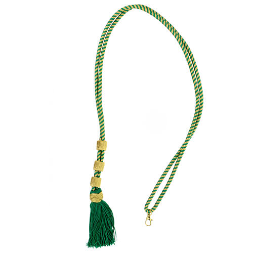 Cordon pour croix pectorale avec noeud de Salomon vert menthe-or 5