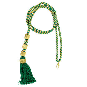 Cordão bicolor ouro e verde menta para cruz peitoral bicolor com nó de Salomão e presilhas