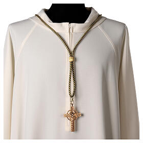 Cord for bishop's pectoral cross with Solomon's knot, olive green and gold