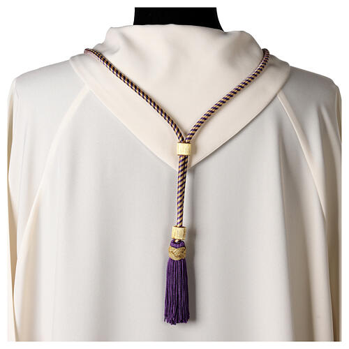 Cordón para trajes episcopales cruz pectoral 150 cm violeta oro 4
