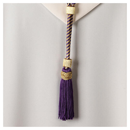Cordon pour croix pectorale avec noeud de Salomon violet-or 3