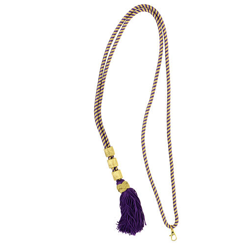 Pectoral cross cord 150 cm purple gold 5