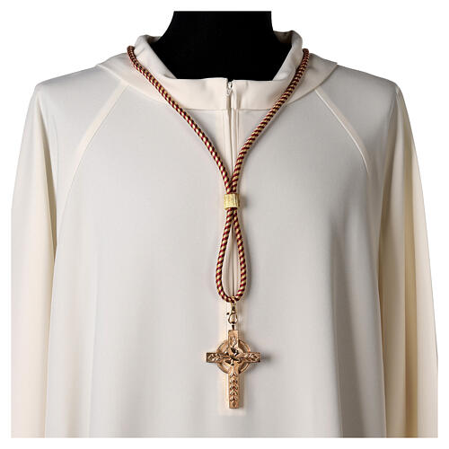 Cord for bishop's pectoral cross with Solomon's knot, burgundy and gold 2