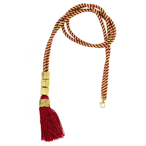Cordão bicolor ouro e cor-de-vinho para cruz peitoral bicolor com nó de Salomão e presilhas 1