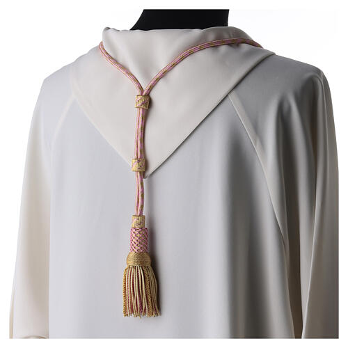 Cord for bishop's pectoral cross, pink and gold 3