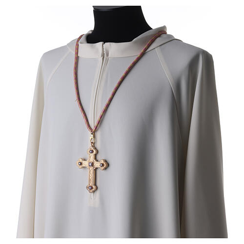 Cordón episcopal para cruz pectoral malva oro 2