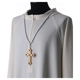 Cordón episcopal para cruz pecho blanco cándido
